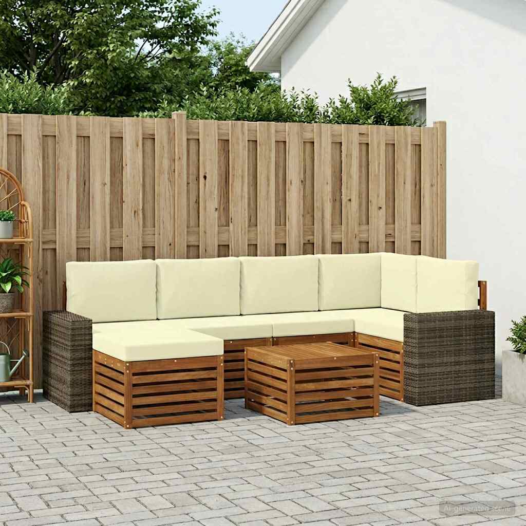 Hoekbank Set met kussen 7 pcs Natuurlijk en Crème is nu te koop bij PeponiXL, paradijselijk wonen!