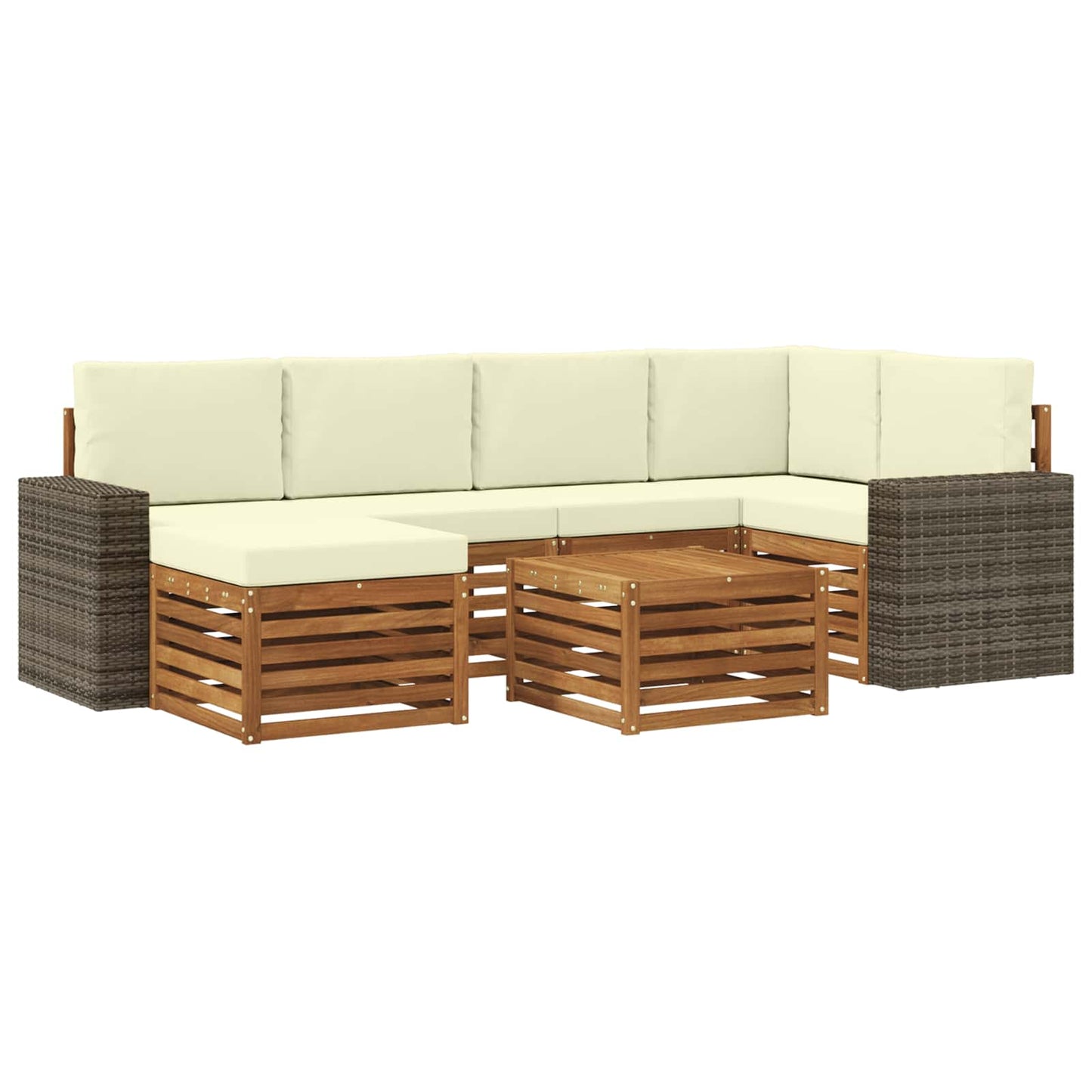 Hoekbank Set met kussen 7 pcs Natuurlijk en Crème is nu te koop bij PeponiXL, paradijselijk wonen!