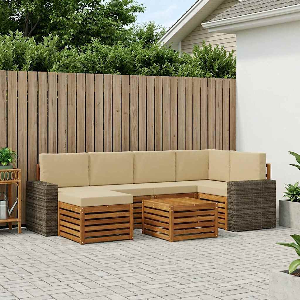 Hoekbank Set met kussen 7 pcs Natuurlijk en Beige is nu te koop bij PeponiXL, paradijselijk wonen!