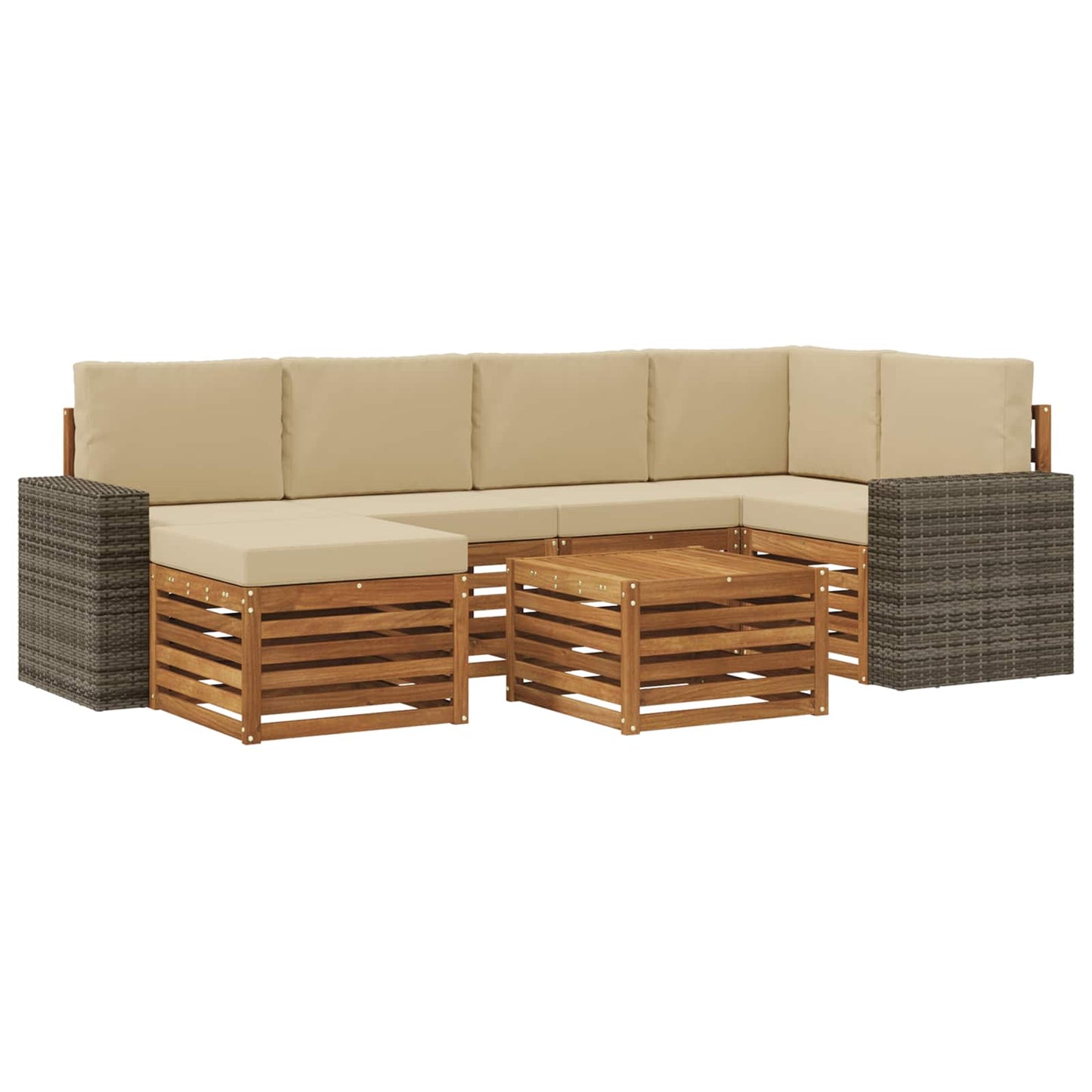 Hoekbank Set met kussen 7 pcs Natuurlijk en Beige is nu te koop bij PeponiXL, paradijselijk wonen!