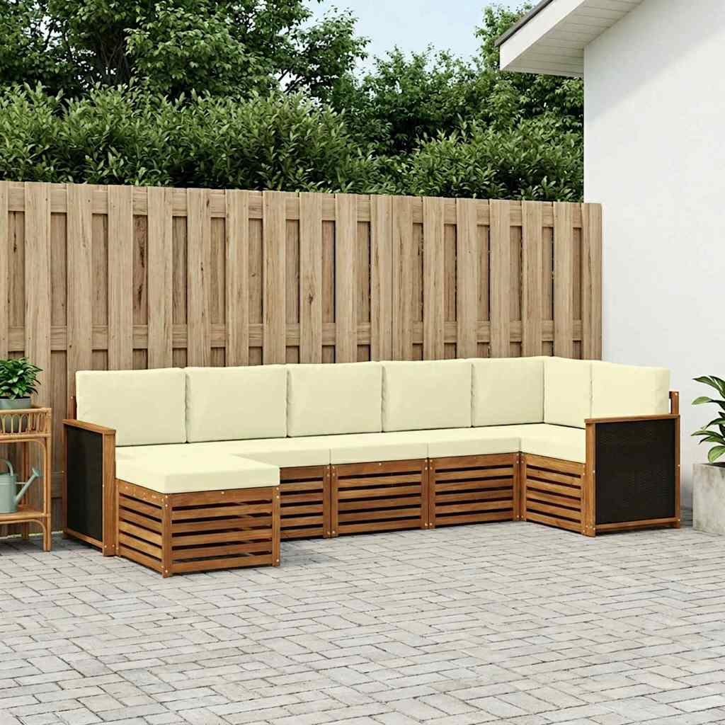 Hoekbank Set met kussen 6 pcs Natuurlijk en Crème is nu te koop bij PeponiXL, paradijselijk wonen!