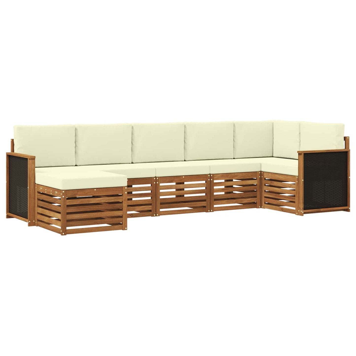 Hoekbank Set met kussen 6 pcs Natuurlijk en Crème is nu te koop bij PeponiXL, paradijselijk wonen!