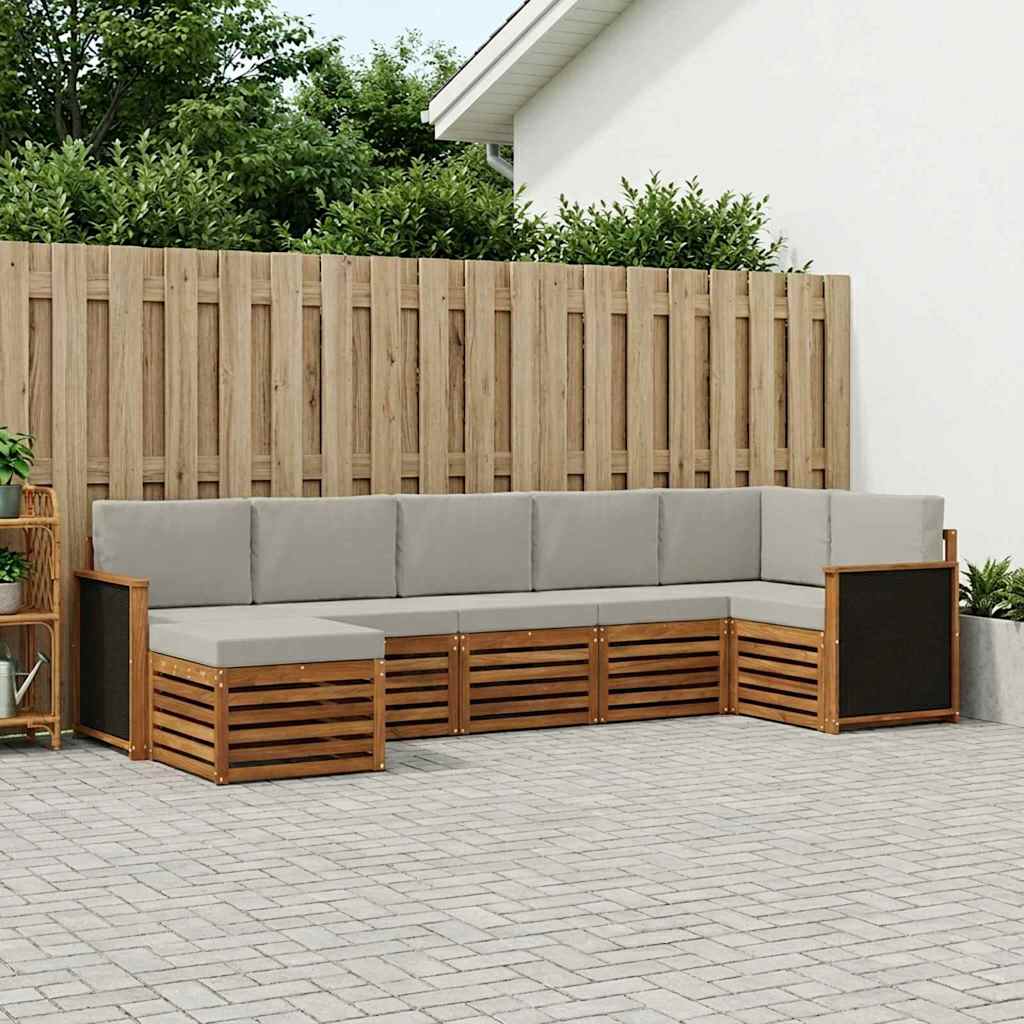 Hoekbank Set met kussen 6 pcs Naturel en lichtgrijs is nu te koop bij PeponiXL, paradijselijk wonen!