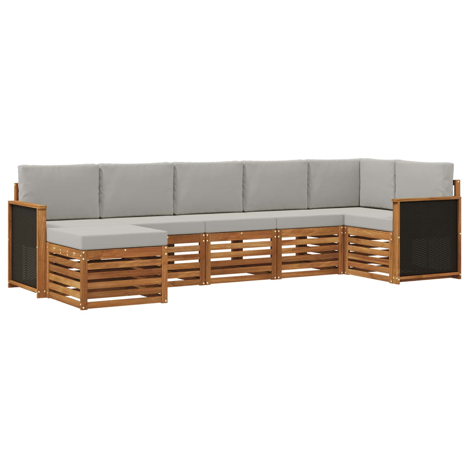 Hoekbank Set met kussen 6 pcs Naturel en lichtgrijs is nu te koop bij PeponiXL, paradijselijk wonen!