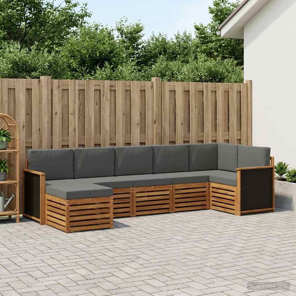 Hoekbank Set met kussen 6 pcs Natuurlijk en Antraciet is nu te koop bij PeponiXL, paradijselijk wonen!