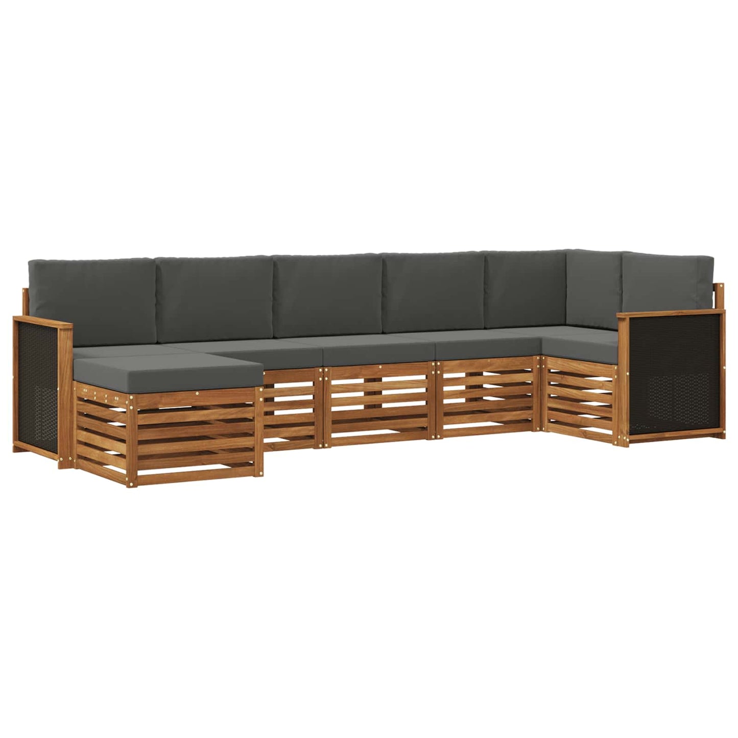 Hoekbank Set met kussen 6 pcs Natuurlijk en Antraciet is nu te koop bij PeponiXL, paradijselijk wonen!