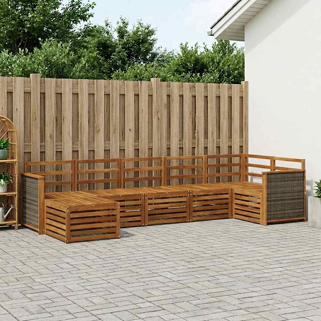 Hoekbank Set 6 pcs Naturel Massief Acaciahout is nu te koop bij PeponiXL, paradijselijk wonen!