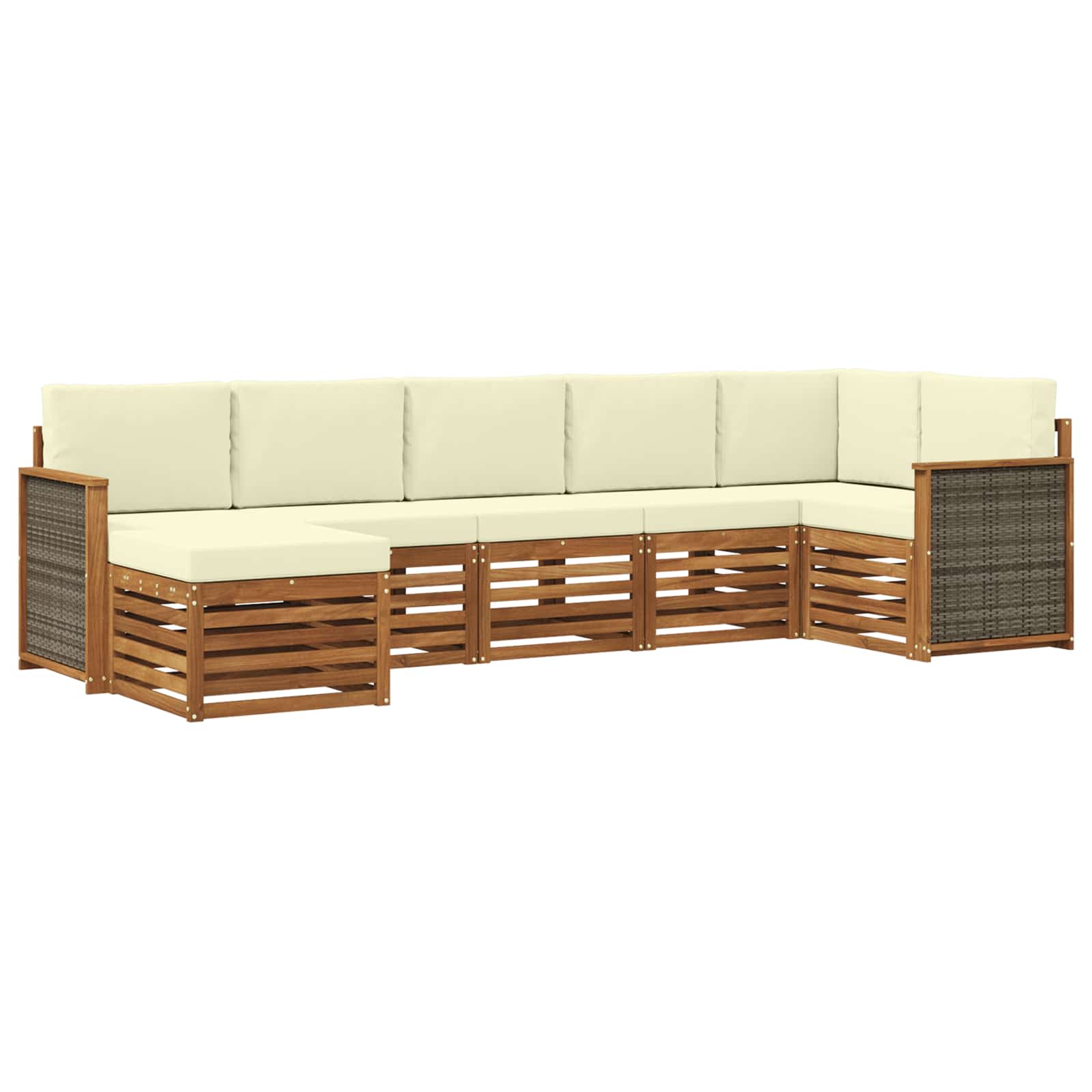 Hoekbank Set met kussen 6 pcs Natuurlijk en Crème is nu te koop bij PeponiXL, paradijselijk wonen!