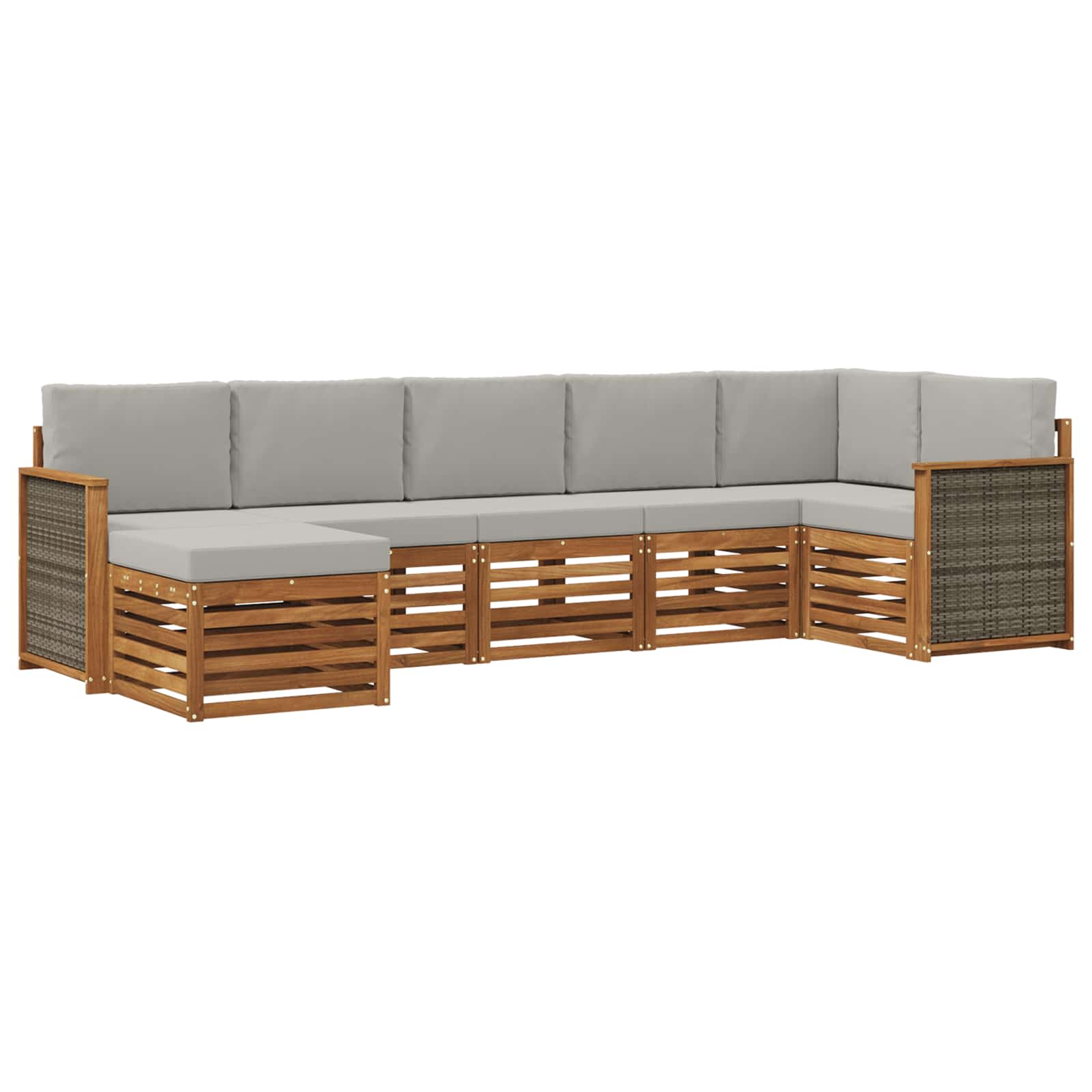 Hoekbank Set met kussen 6 pcs Naturel en lichtgrijs is nu te koop bij PeponiXL, paradijselijk wonen!