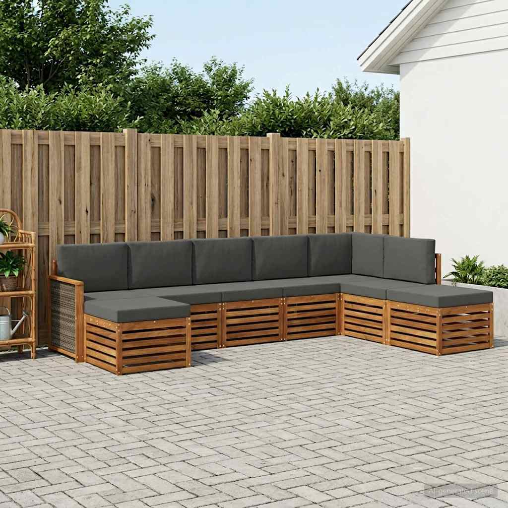 Hoekbank Set met kussen 6 pcs Natuurlijk en Antraciet is nu te koop bij PeponiXL, paradijselijk wonen!