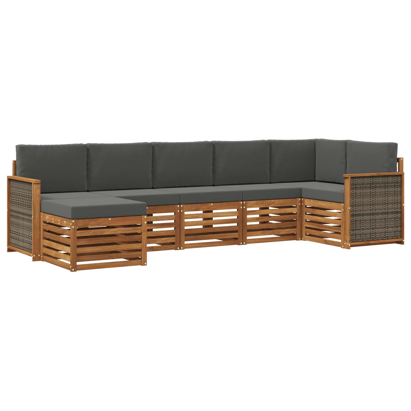 Hoekbank Set met kussen 6 pcs Natuurlijk en Antraciet is nu te koop bij PeponiXL, paradijselijk wonen!