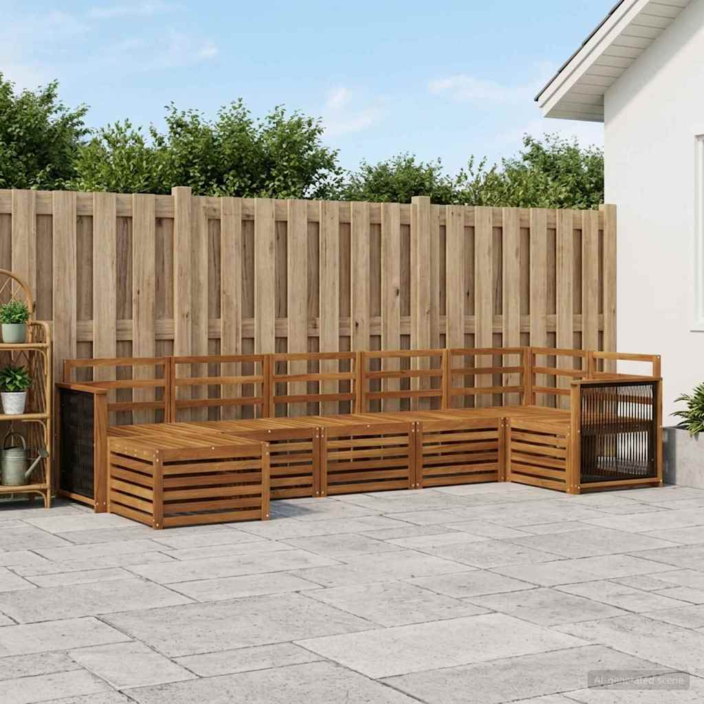 Hoekbank Set 6 pcs Naturel Massief Acaciahout is nu te koop bij PeponiXL, paradijselijk wonen!