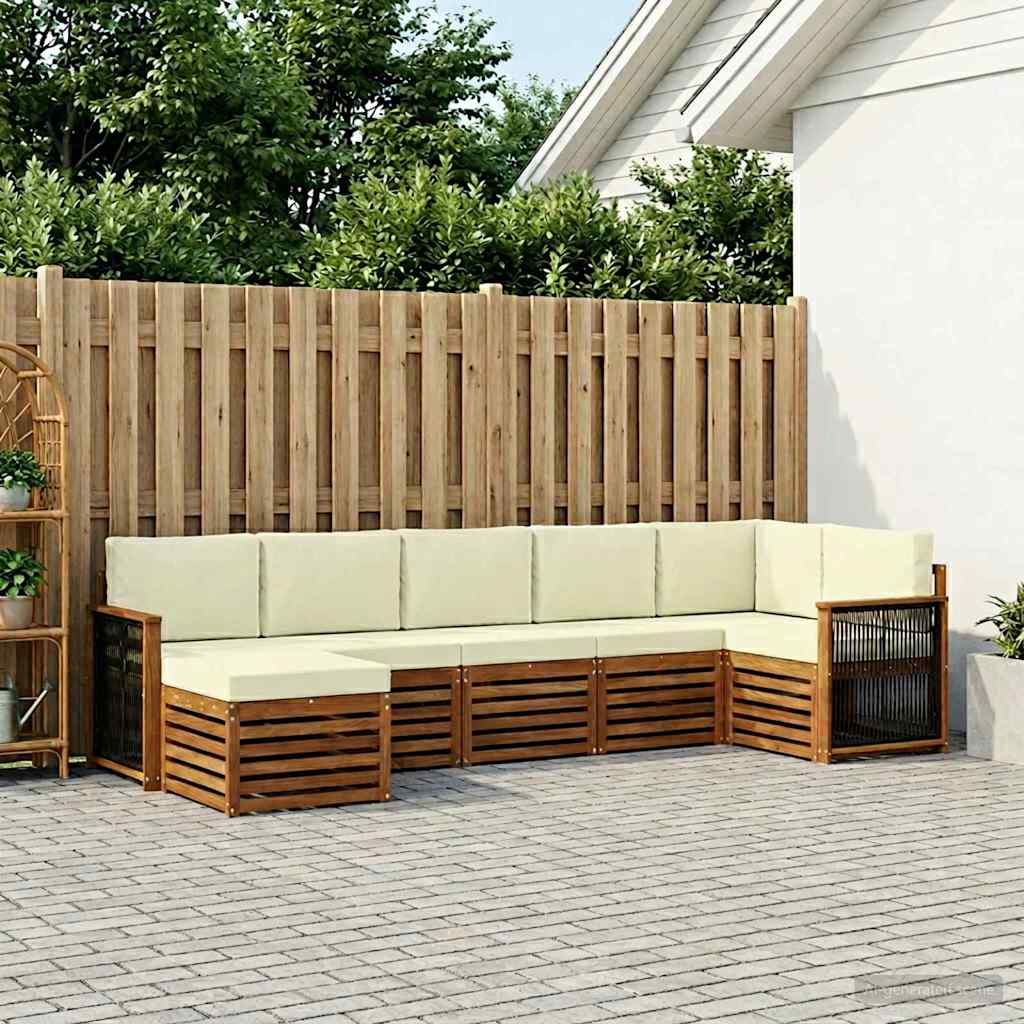 Hoekbank Set met kussen 6 pcs Natuurlijk en Crème is nu te koop bij PeponiXL, paradijselijk wonen!