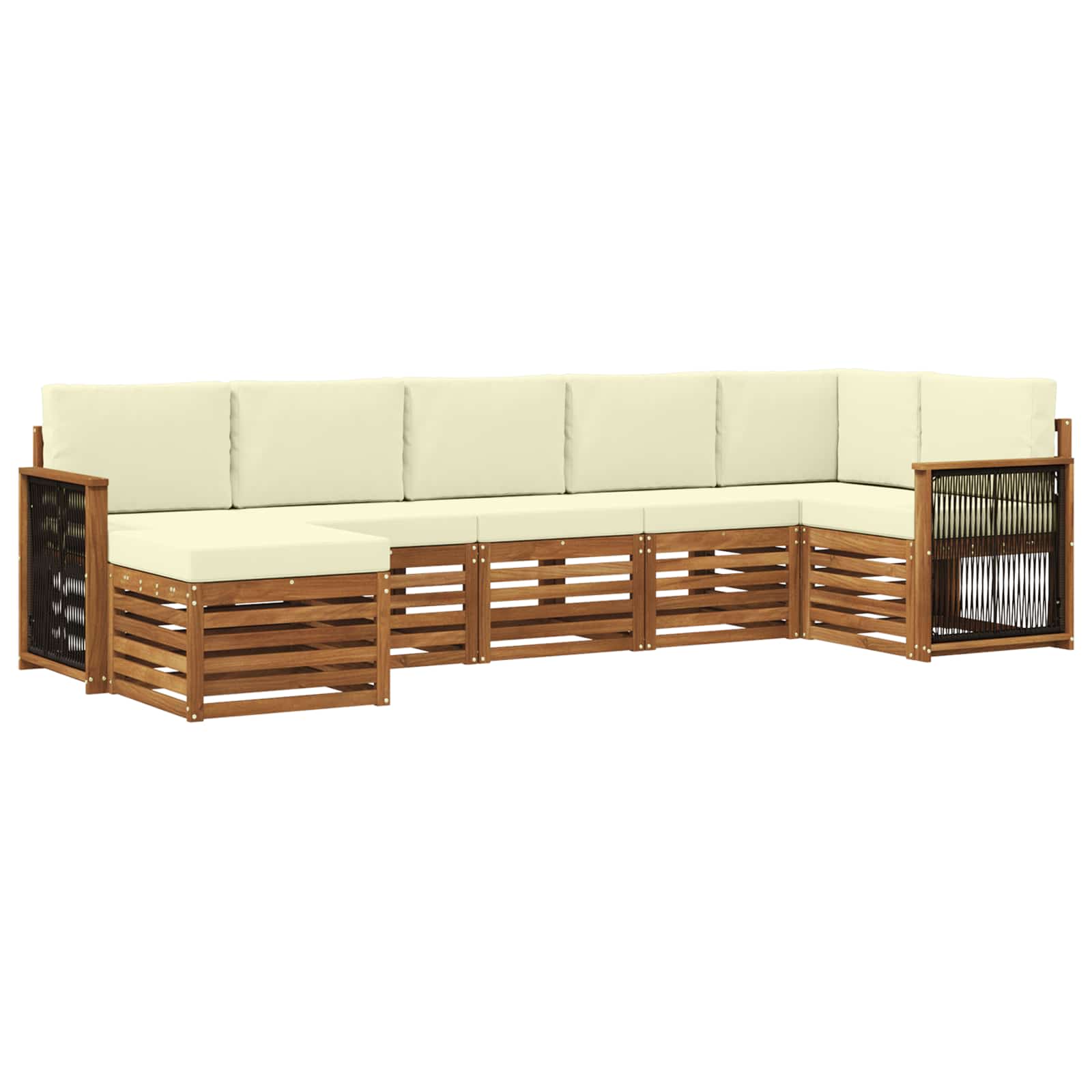 Hoekbank Set met kussen 6 pcs Natuurlijk en Crème is nu te koop bij PeponiXL, paradijselijk wonen!