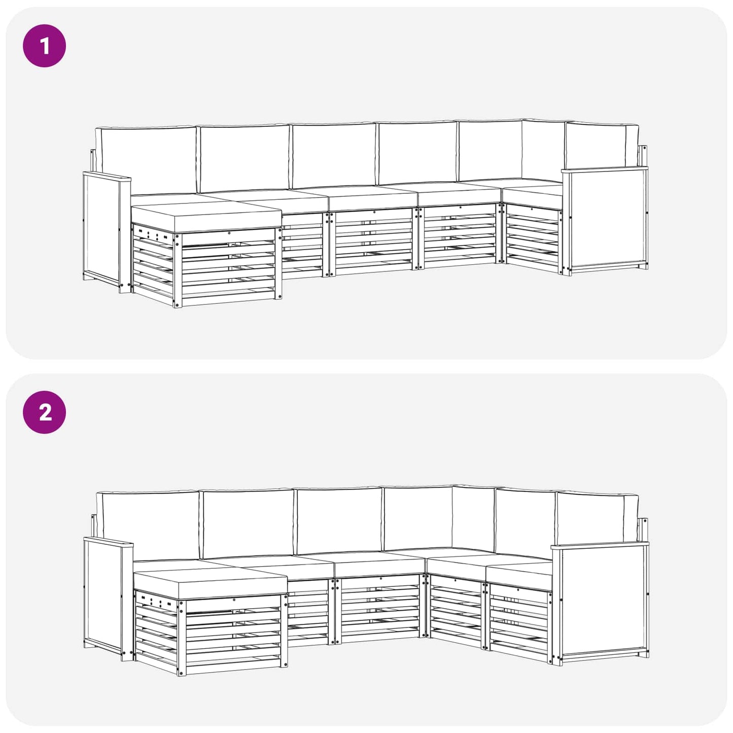 Hoekbank Set met kussen 6 pcs Natuurlijk en Crème is nu te koop bij PeponiXL, paradijselijk wonen!