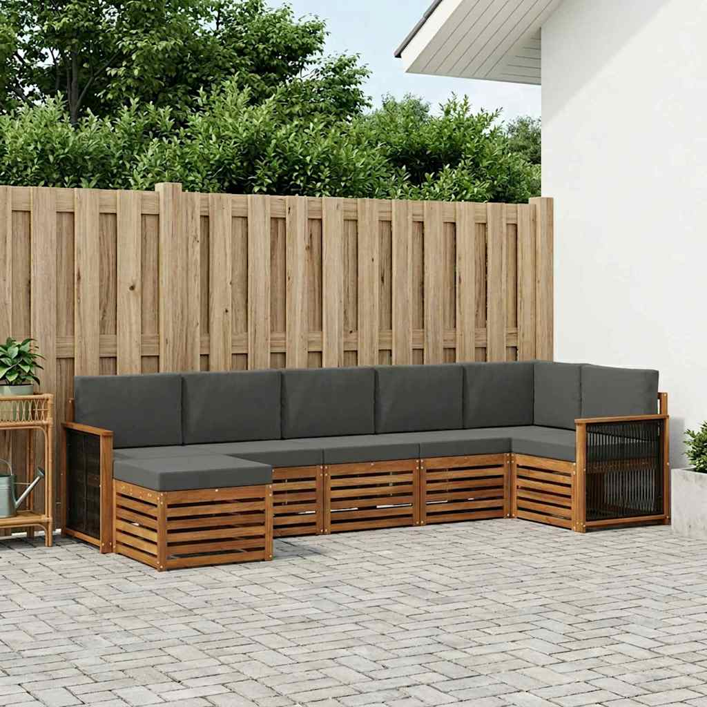Hoekbank Set met kussen 6 pcs Natuurlijk en Antraciet is nu te koop bij PeponiXL, paradijselijk wonen!