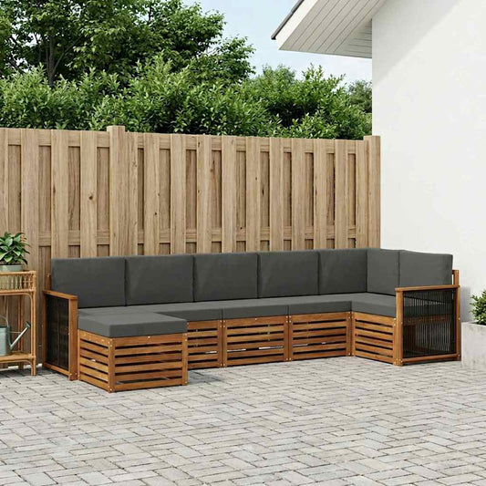 Hoekbank Set met kussen 6 pcs Natuurlijk en Antraciet is nu te koop bij PeponiXL, paradijselijk wonen!