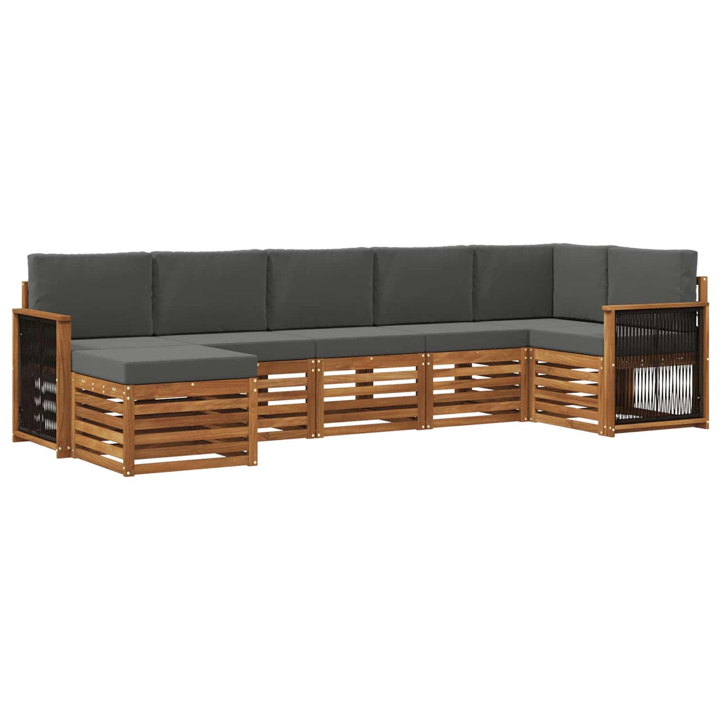 Hoekbank Set met kussen 6 pcs Natuurlijk en Antraciet is nu te koop bij PeponiXL, paradijselijk wonen!