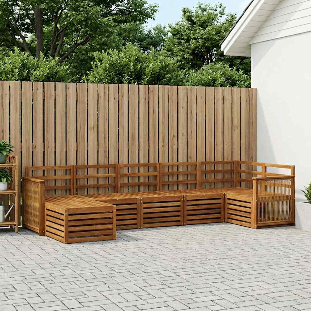 Hoekbank Set 6 pcs Naturel Massief Acaciahout is nu te koop bij PeponiXL, paradijselijk wonen!