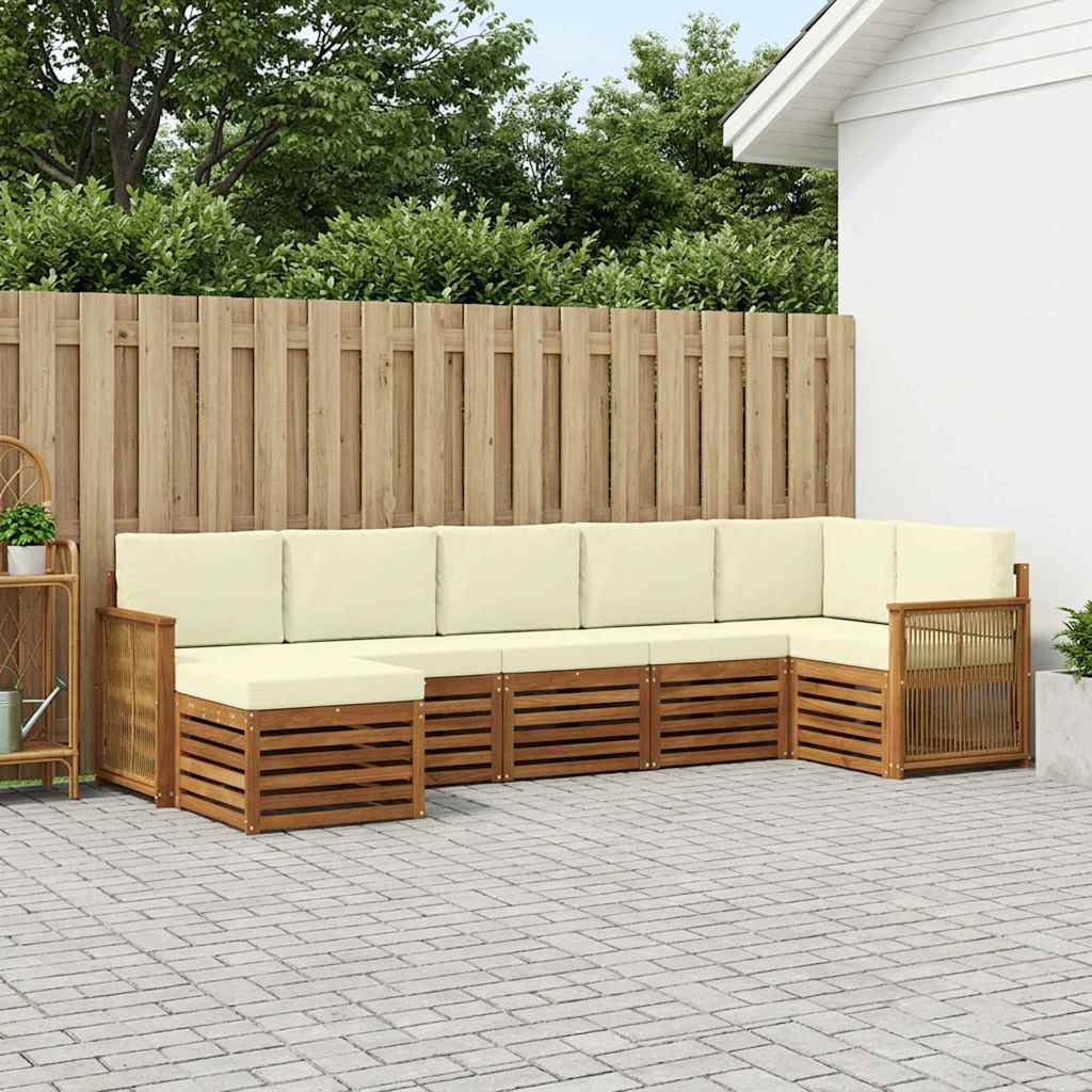 Hoekbank Set met kussen 6 pcs Natuurlijk en Crème is nu te koop bij PeponiXL, paradijselijk wonen!