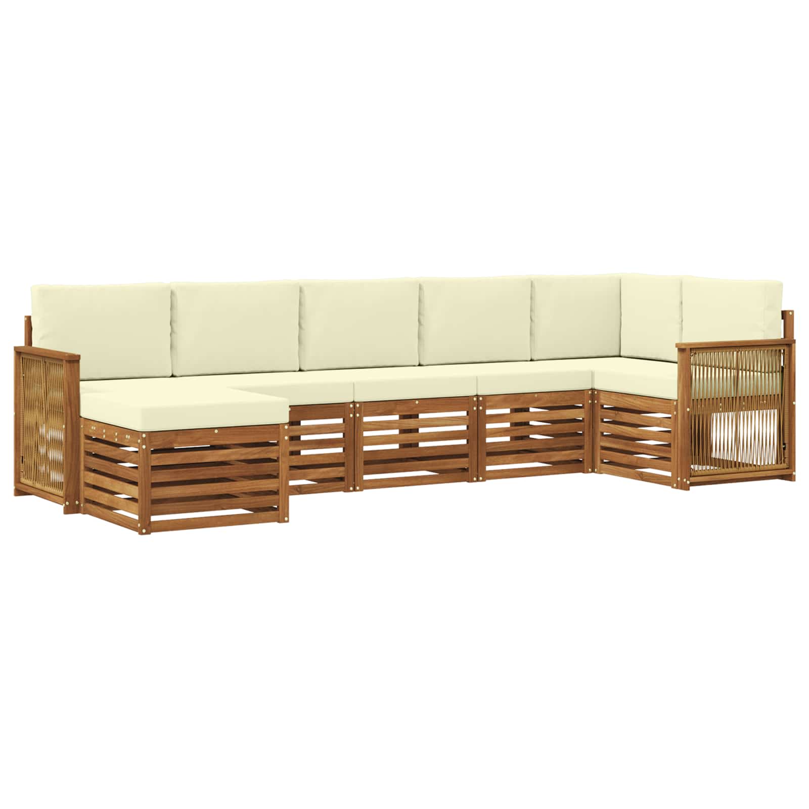 Hoekbank Set met kussen 6 pcs Natuurlijk en Crème is nu te koop bij PeponiXL, paradijselijk wonen!