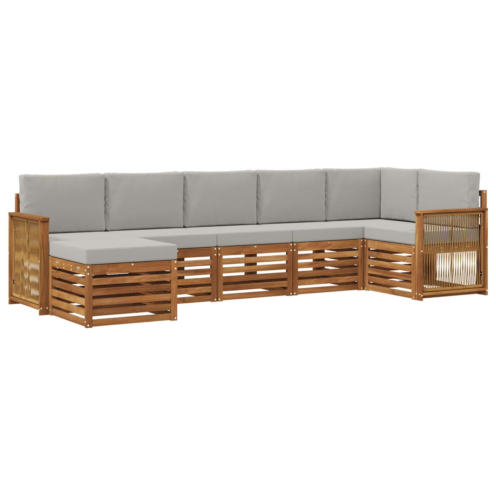Hoekbank Set met kussen 6 pcs Naturel en lichtgrijs is nu te koop bij PeponiXL, paradijselijk wonen!