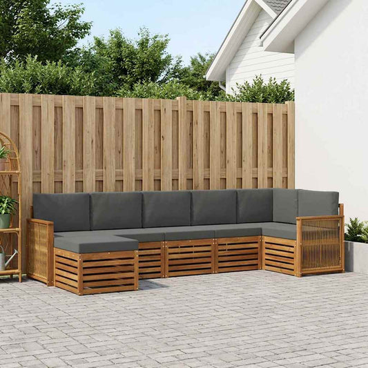 Hoekbank Set met kussen 6 pcs Natuurlijk en Antraciet is nu te koop bij PeponiXL, paradijselijk wonen!