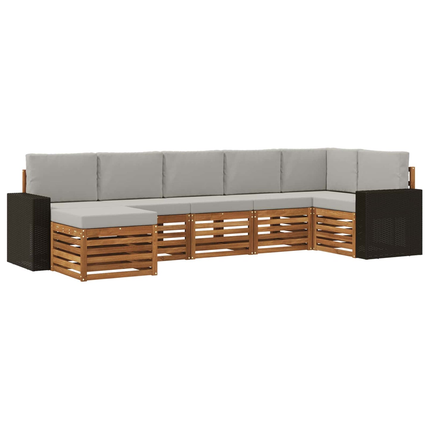 Hoekbank Set met kussen 7 pcs Naturel en lichtgrijs is nu te koop bij PeponiXL, paradijselijk wonen!