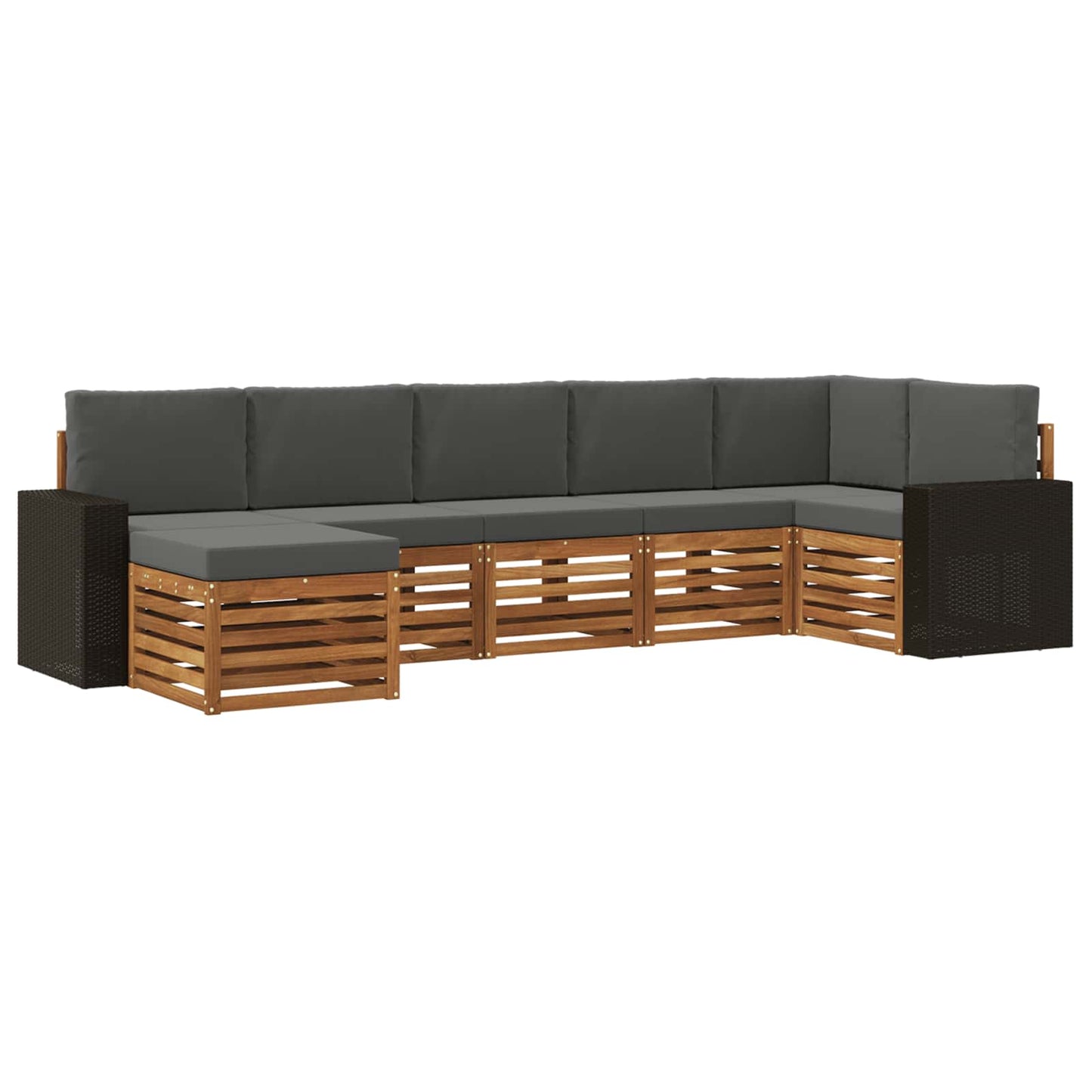 Hoekbank Set 7 pcs Natuurlijk en Antraciet Massief Acaciahout is nu te koop bij PeponiXL, paradijselijk wonen!