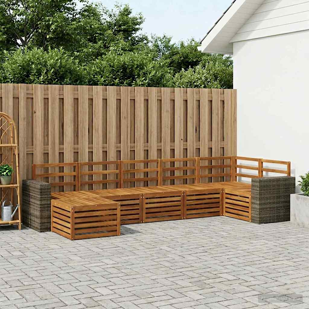 Hoekbank Set 7 pcs Naturel Massief Acaciahout is nu te koop bij PeponiXL, paradijselijk wonen!