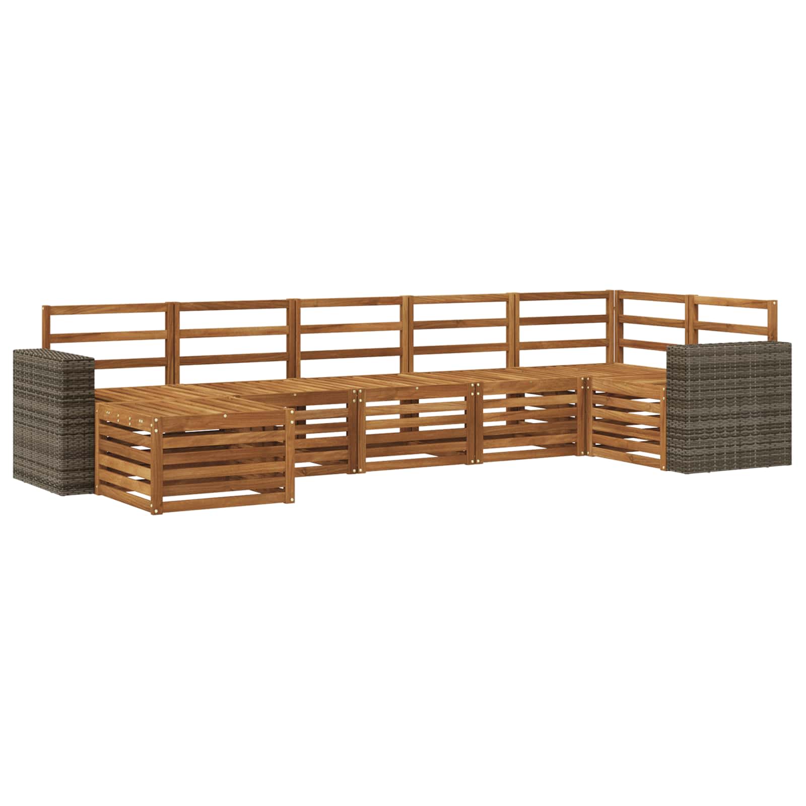 Hoekbank Set 7 pcs Naturel Massief Acaciahout is nu te koop bij PeponiXL, paradijselijk wonen!