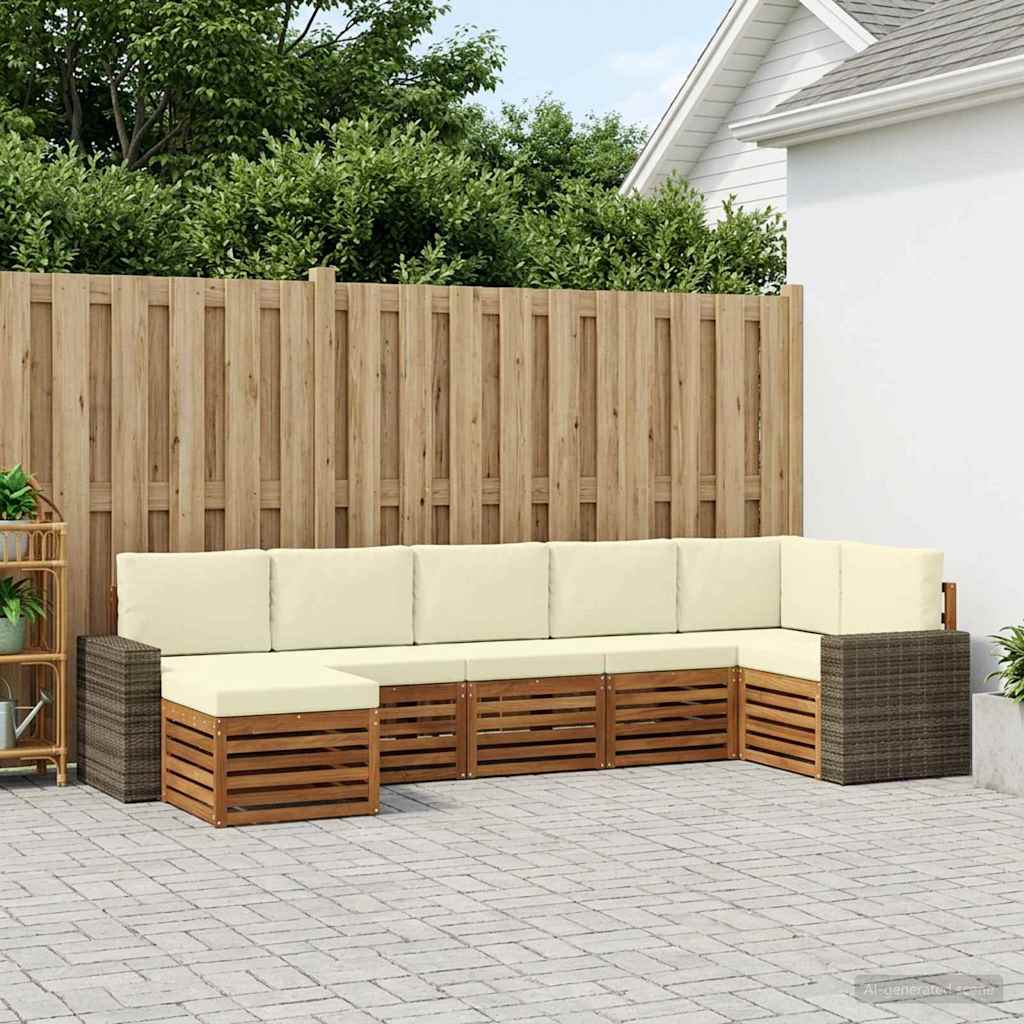 Hoekbank Set met kussen 7 pcs Natuurlijk en Crème is nu te koop bij PeponiXL, paradijselijk wonen!