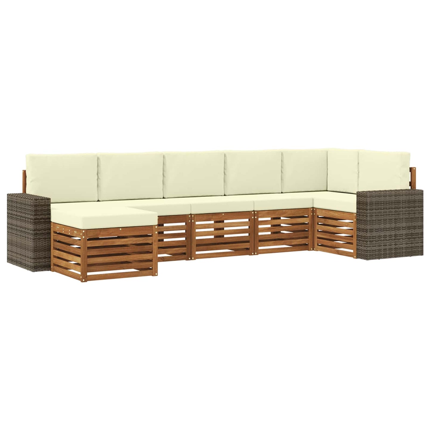 Hoekbank Set met kussen 7 pcs Natuurlijk en Crème is nu te koop bij PeponiXL, paradijselijk wonen!