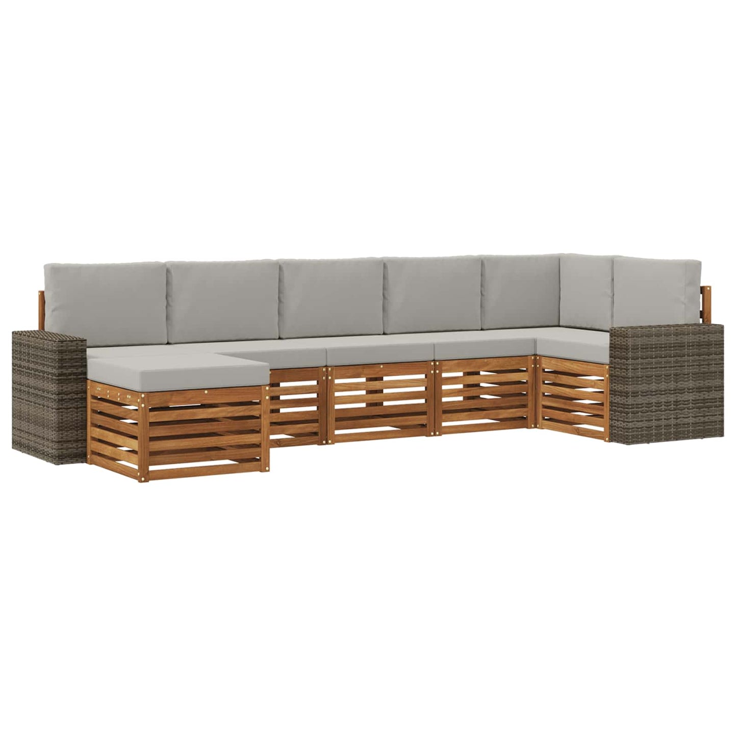 Hoekbank Set met kussen 7 pcs Naturel en lichtgrijs is nu te koop bij PeponiXL, paradijselijk wonen!