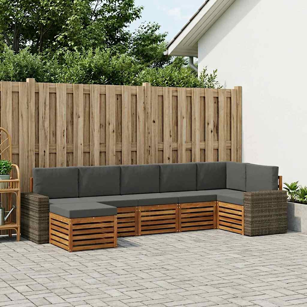 Hoekbank Set met kussen 7 pcs Natuurlijk en Antraciet is nu te koop bij PeponiXL, paradijselijk wonen!