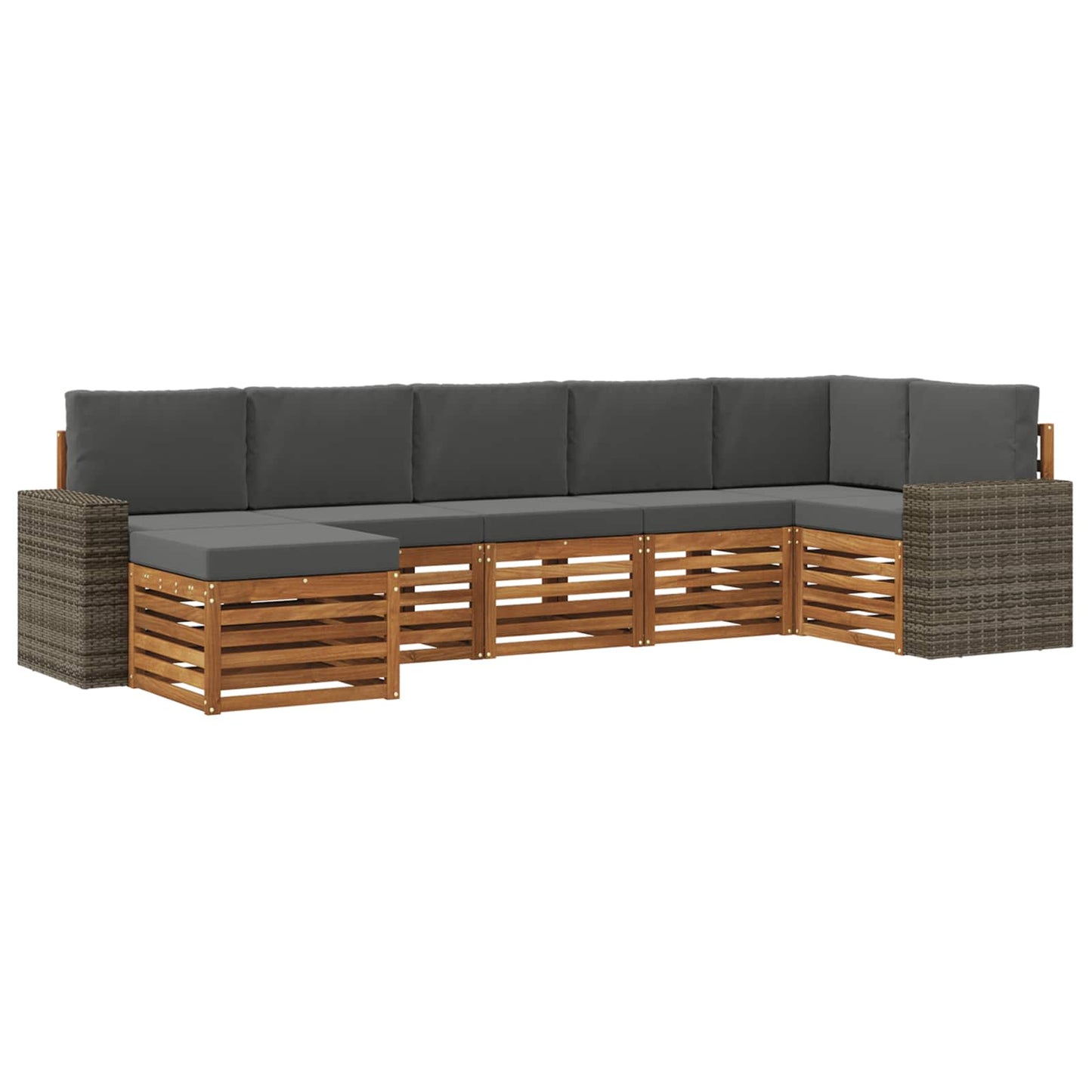 Hoekbank Set met kussen 7 pcs Natuurlijk en Antraciet is nu te koop bij PeponiXL, paradijselijk wonen!