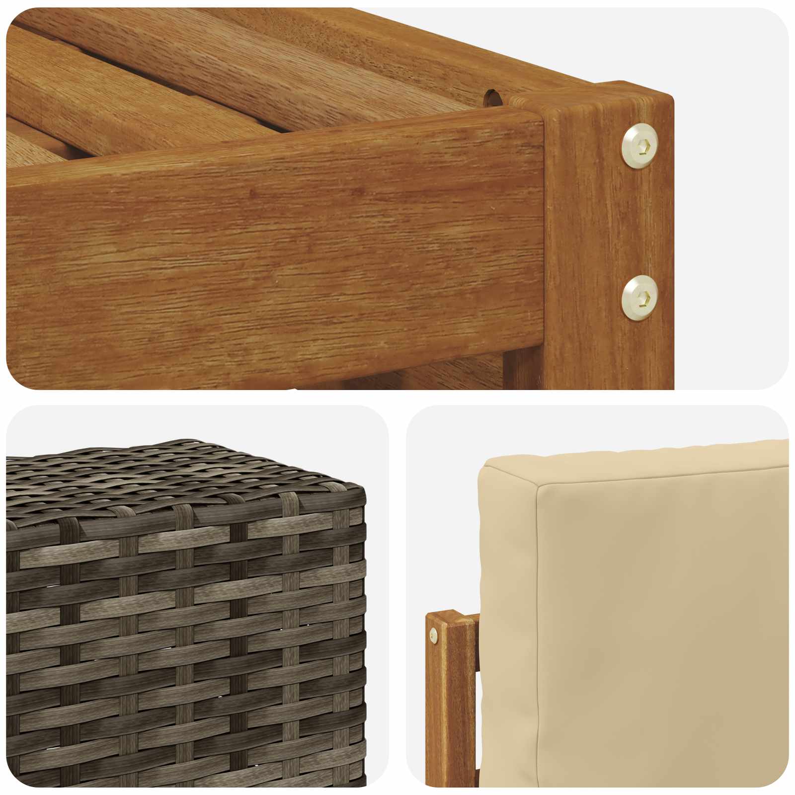 Hoekbank Set 7 pcs Natuurlijk en Beige Massief Acaciahout is nu te koop bij PeponiXL, paradijselijk wonen!