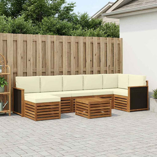 Buiten bankenset met kussen 7 pcs Natuurlijk en Crème is nu te koop bij PeponiXL, paradijselijk wonen!