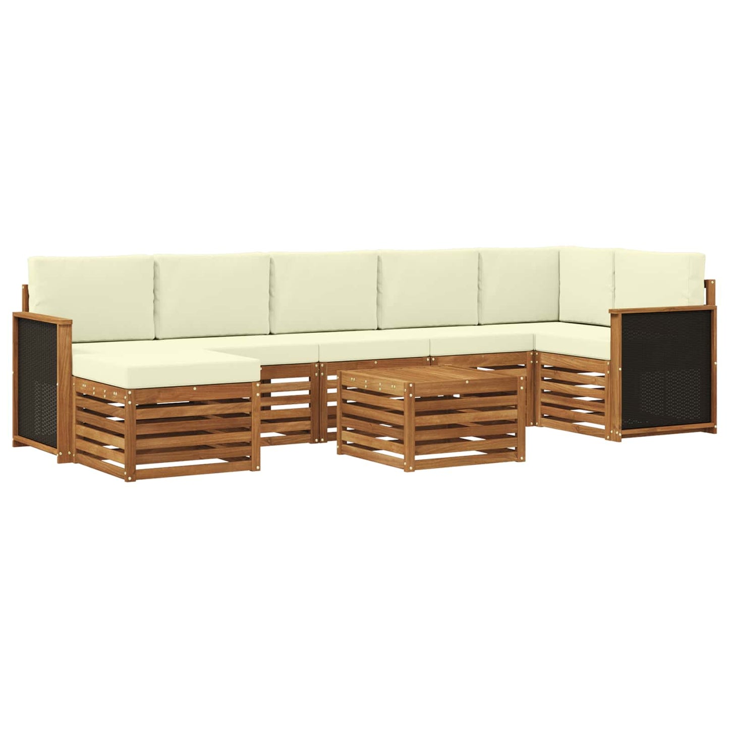 Buiten bankenset met kussen 7 pcs Natuurlijk en Crème is nu te koop bij PeponiXL, paradijselijk wonen!