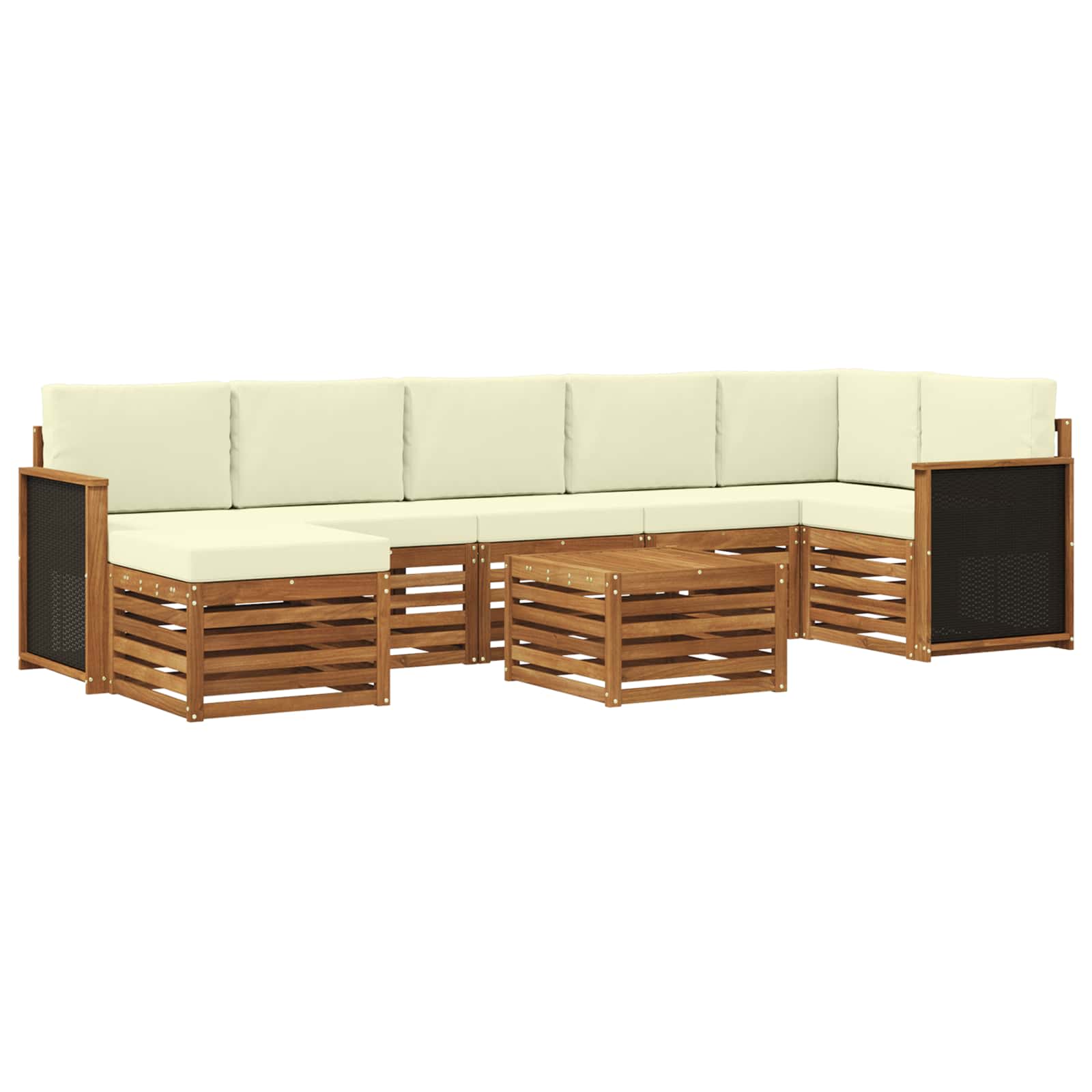 Buiten bankenset met kussen 7 pcs Natuurlijk en Crème is nu te koop bij PeponiXL, paradijselijk wonen!