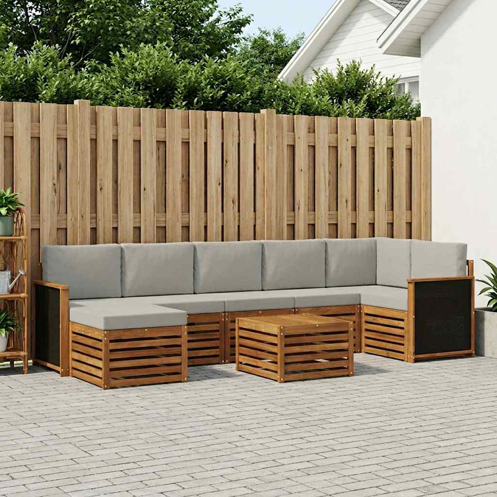 Buiten bankenset met kussen 7 pcs Naturel en lichtgrijs is nu te koop bij PeponiXL, paradijselijk wonen!