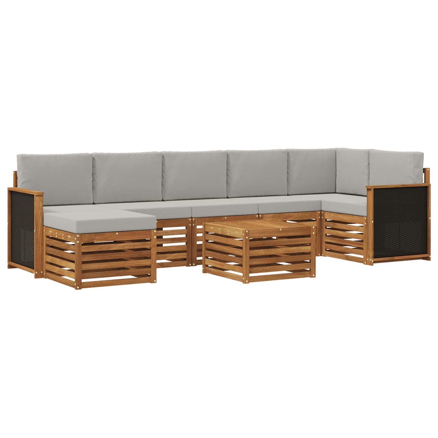 Buiten bankenset met kussen 7 pcs Naturel en lichtgrijs is nu te koop bij PeponiXL, paradijselijk wonen!