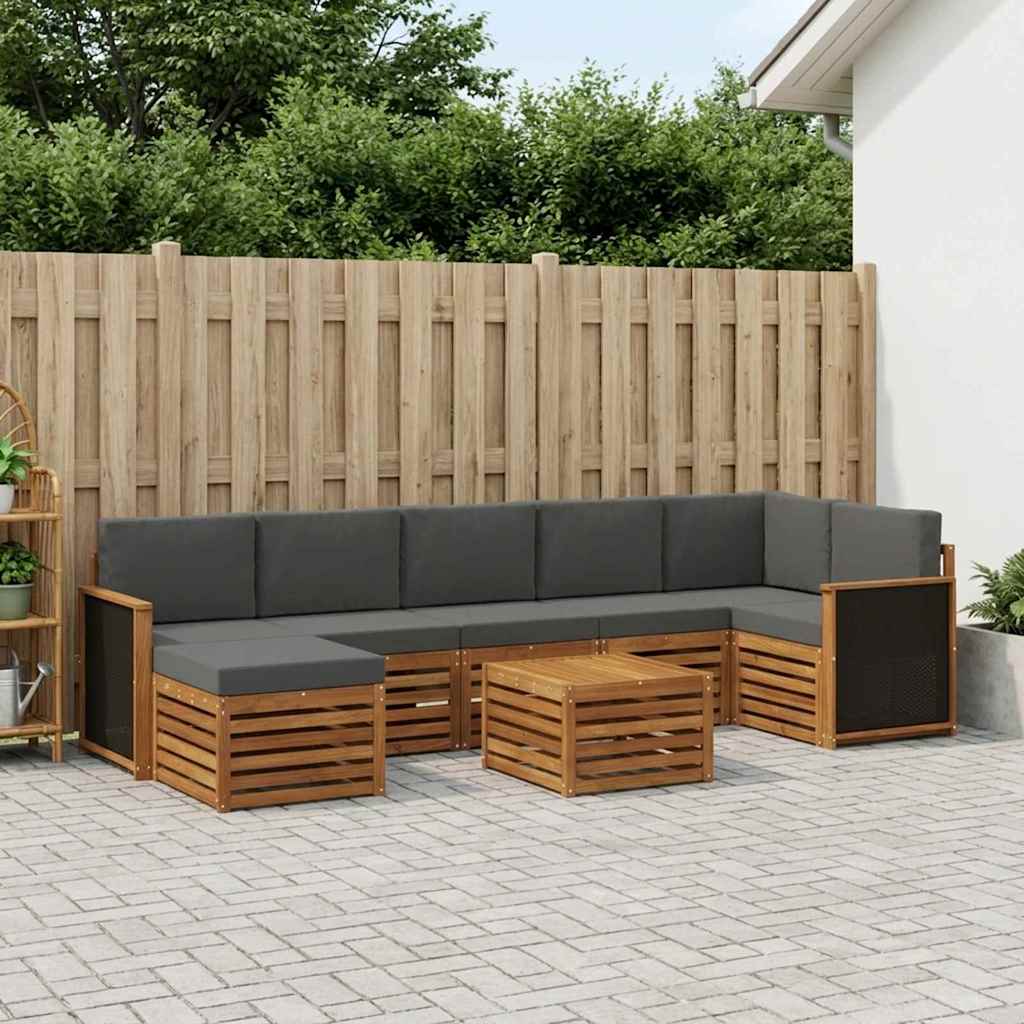 Buiten bankenset met kussen 7 pcs Natuurlijk en Antraciet is nu te koop bij PeponiXL, paradijselijk wonen!
