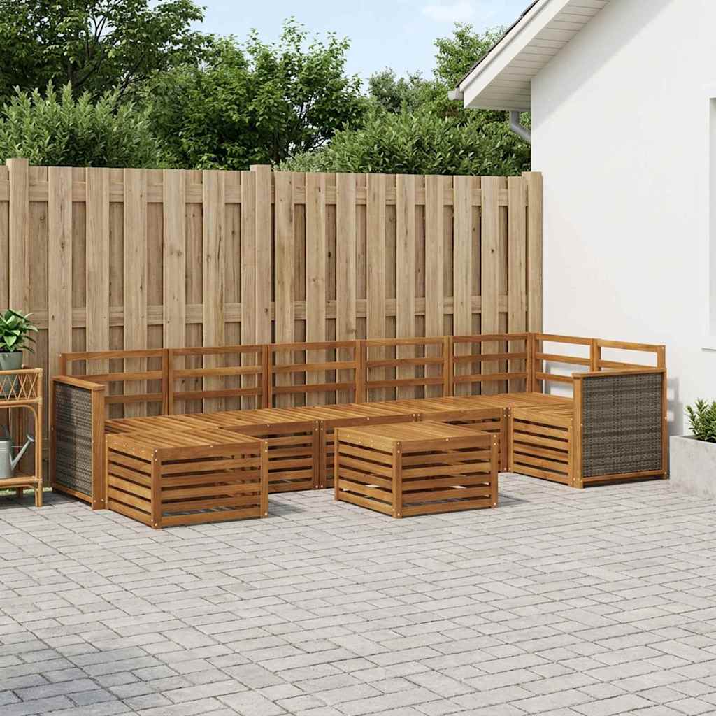 Buiten bankenset 7 pcs Naturel Massief Acaciahout is nu te koop bij PeponiXL, paradijselijk wonen!