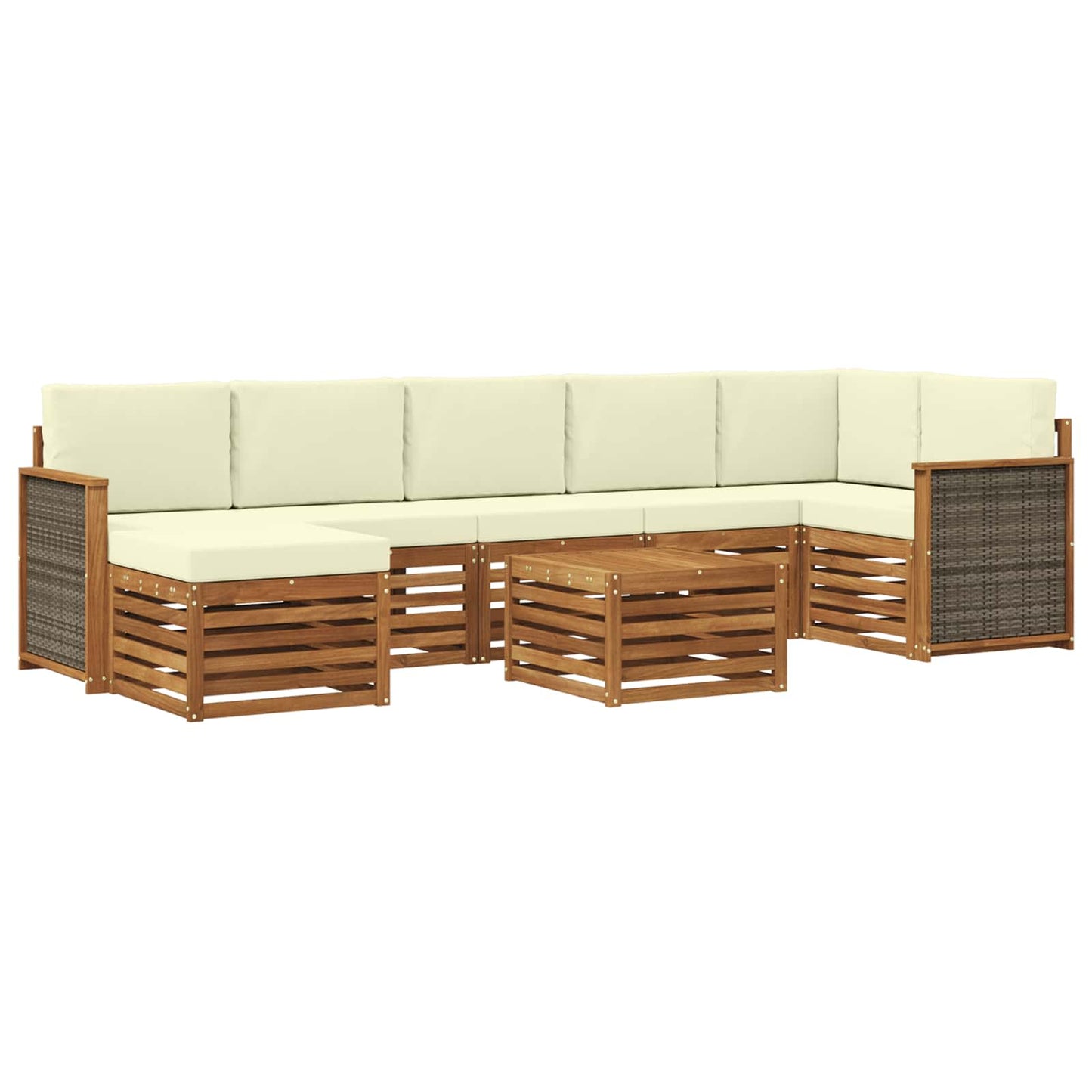 Buiten bankenset met kussen 7 pcs Natuurlijk en Crème is nu te koop bij PeponiXL, paradijselijk wonen!