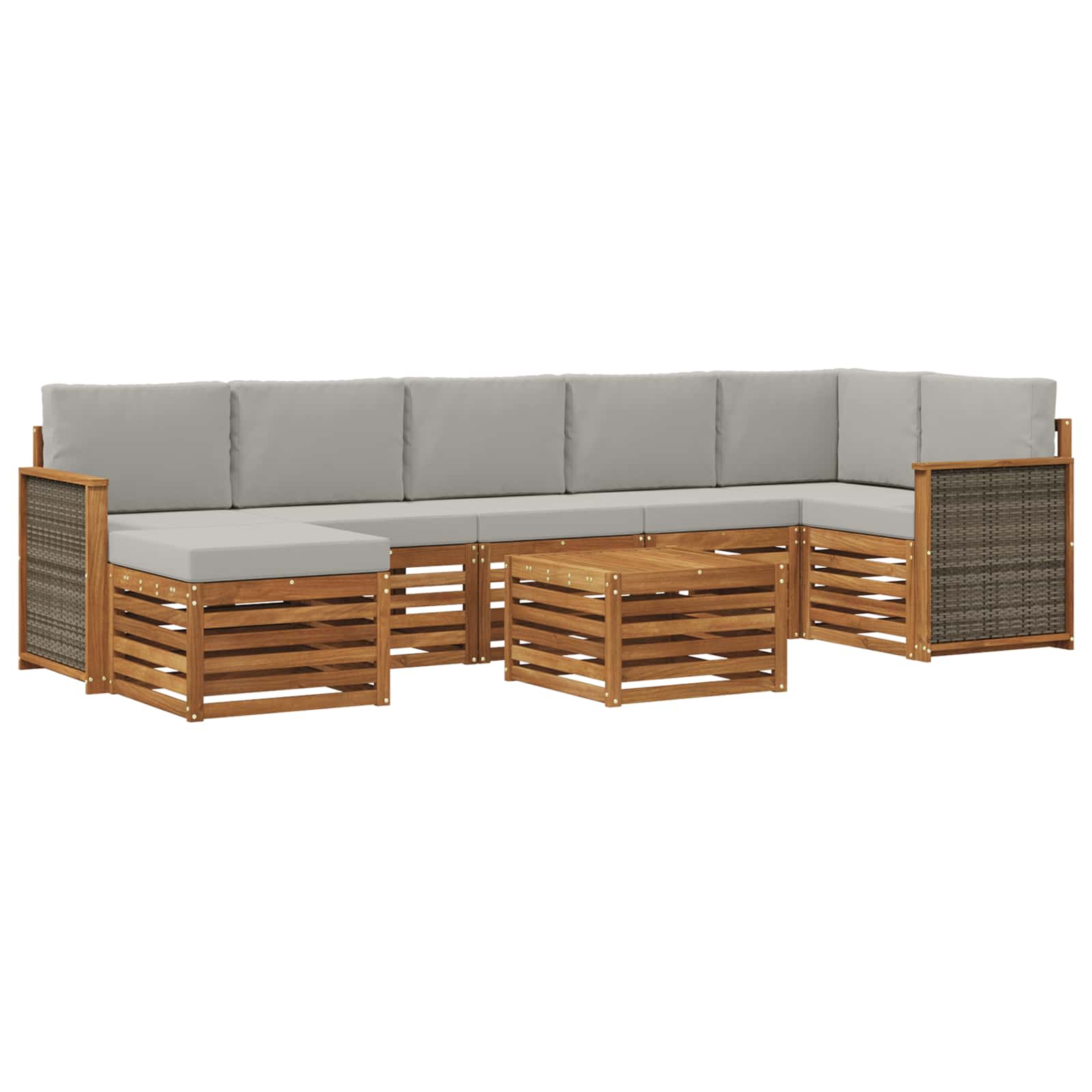 Buiten bankenset met kussen 7 pcs Naturel en lichtgrijs is nu te koop bij PeponiXL, paradijselijk wonen!