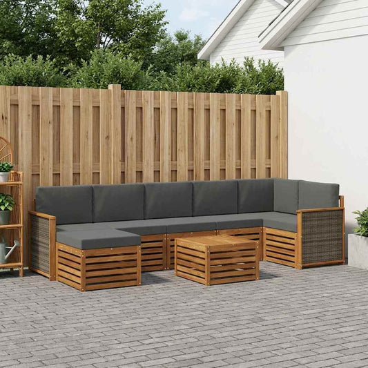 Buiten bankenset met kussen 7 pcs Natuurlijk en Antraciet is nu te koop bij PeponiXL, paradijselijk wonen!