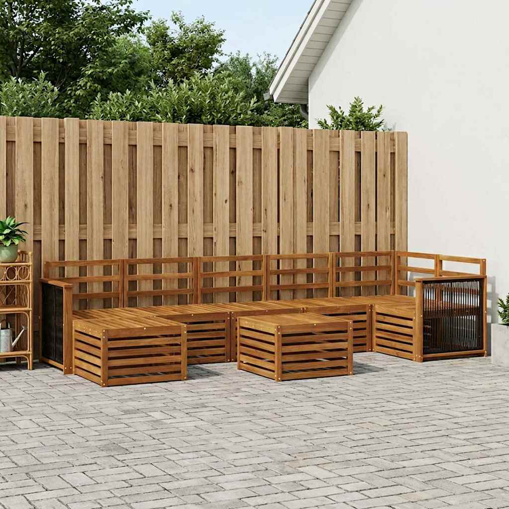 Buiten bankenset 7 pcs Naturel Massief Acaciahout is nu te koop bij PeponiXL, paradijselijk wonen!