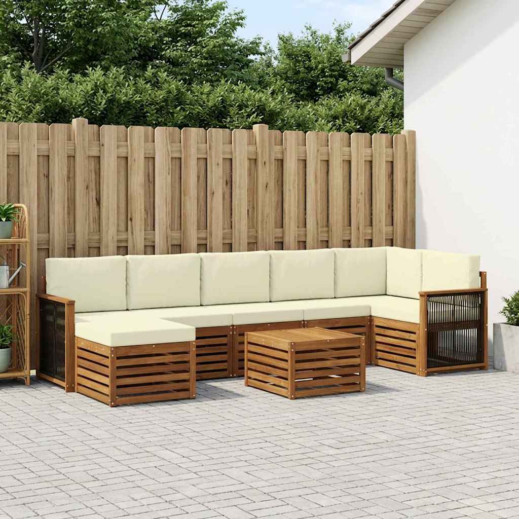Buiten bankenset met kussen 7 pcs Natuurlijk en Crème is nu te koop bij PeponiXL, paradijselijk wonen!