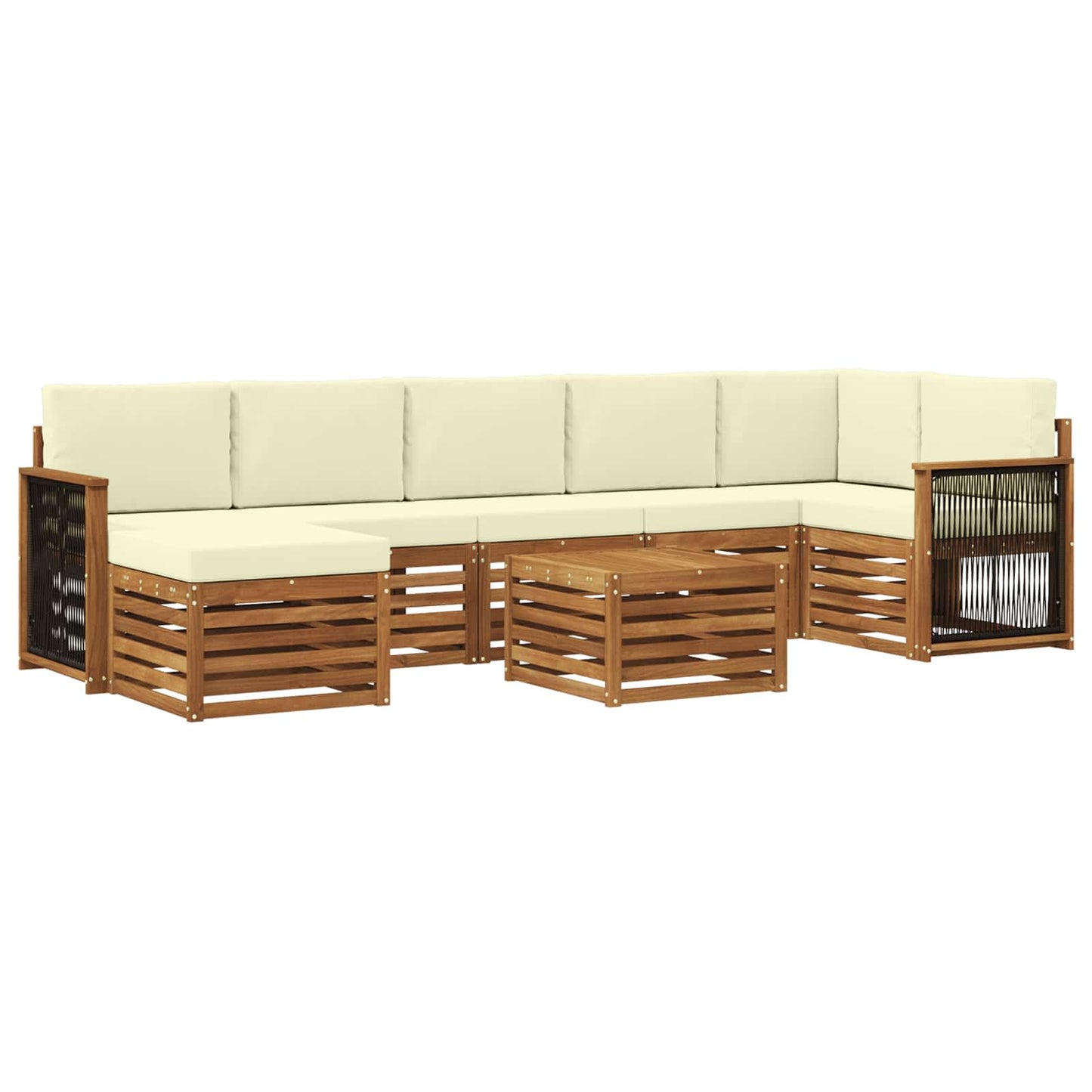 Buiten bankenset met kussen 7 pcs Natuurlijk en Crème is nu te koop bij PeponiXL, paradijselijk wonen!